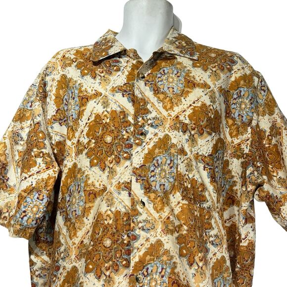 Vintage 90s Gotcha Button Up Hawaiian Style Abstract Art Casual Shirt Size XL - Picture 2 of 6